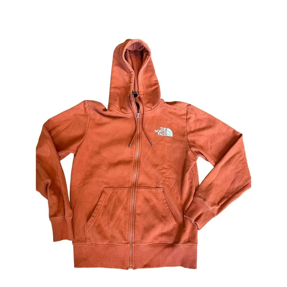 The North Face Men’s Small Rust Orange Full Zip Hoodie Logo Sweatshirt